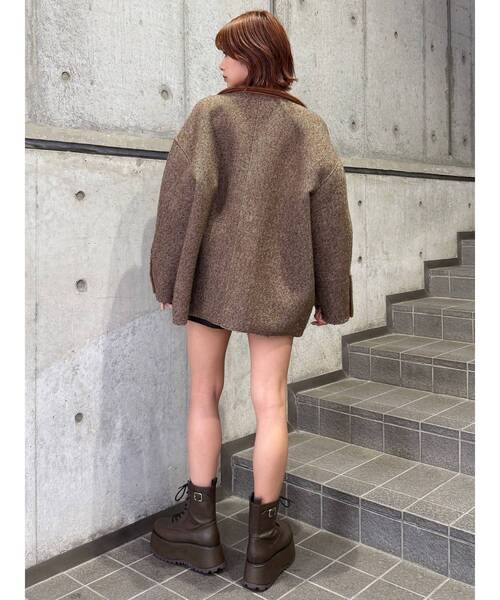 MURUA（ムルーア）の「リバーシブルミドルコート（テーラードジャケット・レディース・ブラウン/カーキ・FREE）」の12枚目の写真