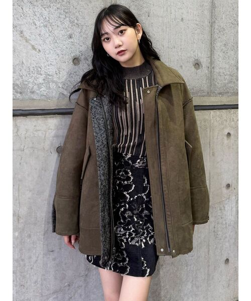 MURUA（ムルーア）の「リバーシブルミドルコート（テーラードジャケット・レディース・ブラウン/カーキ・FREE）」の16枚目の写真