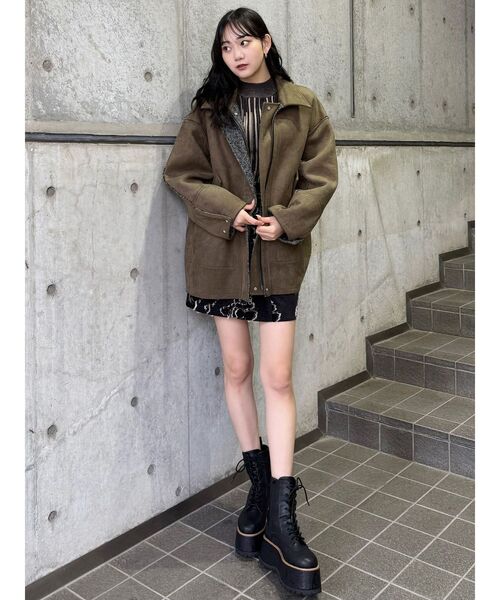 MURUA（ムルーア）の「リバーシブルミドルコート（テーラードジャケット・レディース・ブラウン/カーキ・FREE）」の18枚目の写真