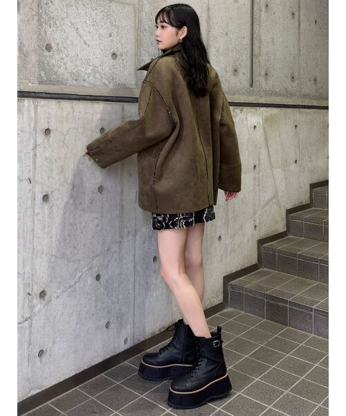 MURUA（ムルーア）の「リバーシブルミドルコート（テーラードジャケット・レディース・ブラウン/カーキ・FREE）」の19枚目の写真