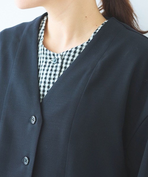 yuni（ユニ　）の「レーヨンウール no collar ジャケット（ノーカラージャケット・レディース・ネイビー/カーキ・FREE）」の20枚目の写真