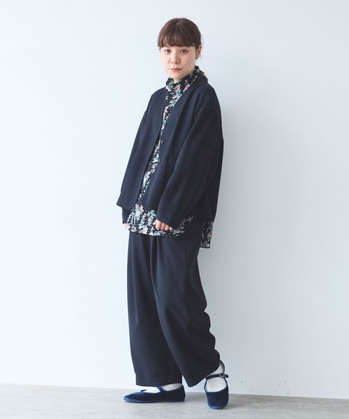 yuni（ユニ　）の「レーヨンウール no collar ジャケット（ノーカラージャケット・レディース・ネイビー/カーキ・FREE）」の6枚目の写真