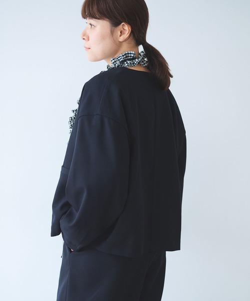 yuni（ユニ　）の「レーヨンウール no collar ジャケット（ノーカラージャケット・レディース・ネイビー/カーキ・FREE）」の13枚目の写真
