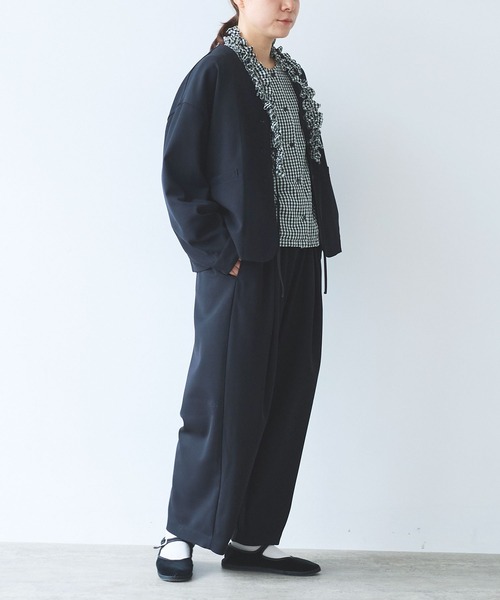 yuni（ユニ　）の「レーヨンウール no collar ジャケット（ノーカラージャケット・レディース・ネイビー/カーキ・FREE）」の16枚目の写真