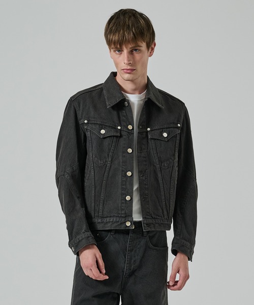 NVRFRGT（ネヴァーフォーゲット）の「【NVRFRGT】3D TRUCKER JACKET（デニムジャケット・メンズ・ダークブラウン/ダークグレー・1/2）」の2枚目の写真