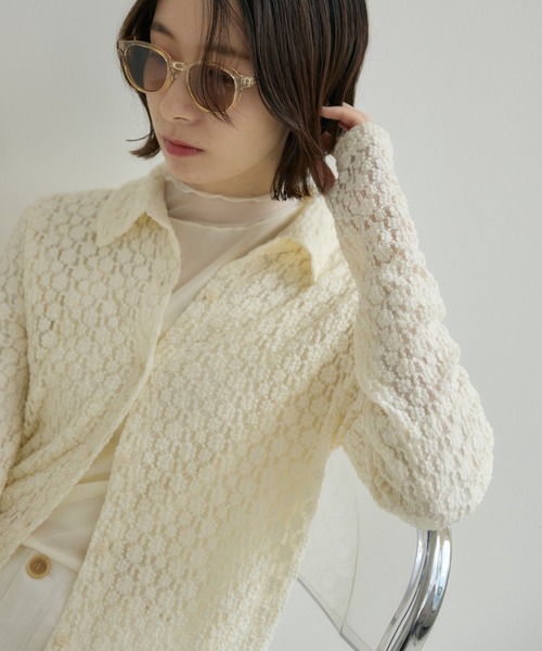 Paradise Picnic(パラダイスピクニック)の「レースシャツ(シャツ/ブラウス・レディース・アイボリー/ブラック・FREE)」の2枚目の写真