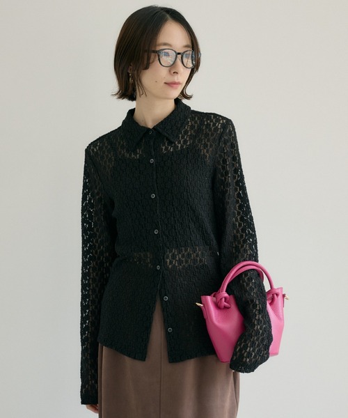 Paradise Picnic(パラダイスピクニック)の「レースシャツ(シャツ/ブラウス・レディース・アイボリー/ブラック・FREE)」の1枚目の写真