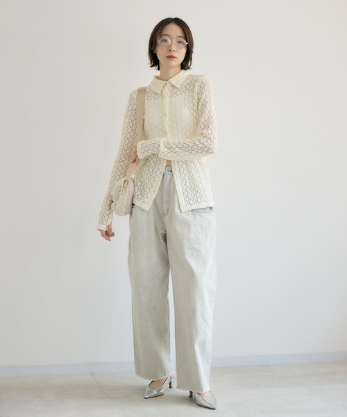 Paradise Picnic(パラダイスピクニック)の「レースシャツ(シャツ/ブラウス・レディース・アイボリー/ブラック・FREE)」の7枚目の写真