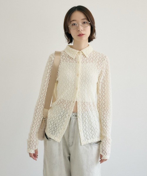 Paradise Picnic(パラダイスピクニック)の「レースシャツ(シャツ/ブラウス・レディース・アイボリー/ブラック・FREE)」の4枚目の写真