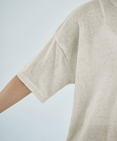 STYLE DELI（スタイルデリ）の「リネン混ニットTシャツ（Tシャツ/カットソー・レディース・オートミール/ライトグレー・FREE）」の5枚目の写真