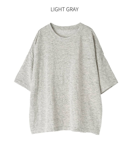 STYLE DELI（スタイルデリ）の「リネン混ニットTシャツ（Tシャツ/カットソー・レディース・オートミール/ライトグレー・FREE）」の11枚目の写真