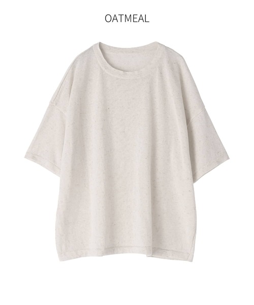 STYLE DELI（スタイルデリ）の「リネン混ニットTシャツ（Tシャツ/カットソー・レディース・オートミール/ライトグレー・FREE）」の12枚目の写真