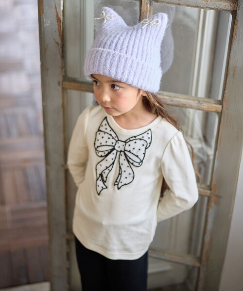 ANY（エニィ）の「ネコニットキャップ（ニットキャップ/ビーニー・キッズ・ホワイト系/サックスブルー系/ブラック系・54/56）」の5枚目の写真