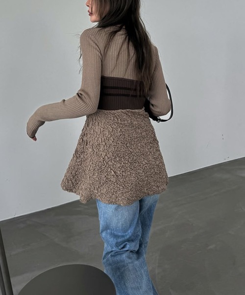 WILLFULLY(ウィルフリー)の「sheer lame peplum blister jacquard knit(ニット/セーター・レディース・ブラウン系その他/ブラック/グレー・FREE)」の6枚目の写真