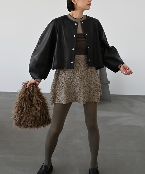 WILLFULLY(ウィルフリー)の「sheer lame peplum blister jacquard knit(ニット/セーター・レディース・ブラウン系その他/ブラック/グレー・FREE)」の17枚目の写真