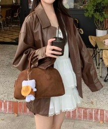 オーバーサイズフェイクレザーシングルジャケット