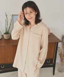 cross marche | 【LAFUKU/ラフク】パイピングデザインダブルガーゼパジャマ綿100％《上下セット》(ルームウェア/パジャマ)