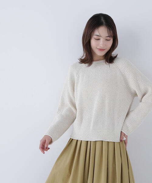 NATURAL BEAUTY BASIC（ナチュラルビューティーベーシック）の「◇スパンコールモールニット（ニット/セーター・レディース・ネイビー/オフホワイト/ブルー・FREE）」の7枚目の写真