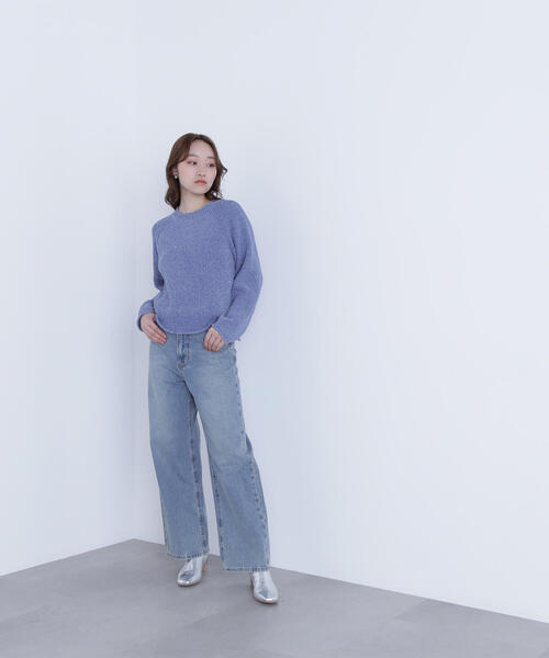 NATURAL BEAUTY BASIC（ナチュラルビューティーベーシック）の「◇スパンコールモールニット（ニット/セーター・レディース・ネイビー/オフホワイト/ブルー・FREE）」の13枚目の写真