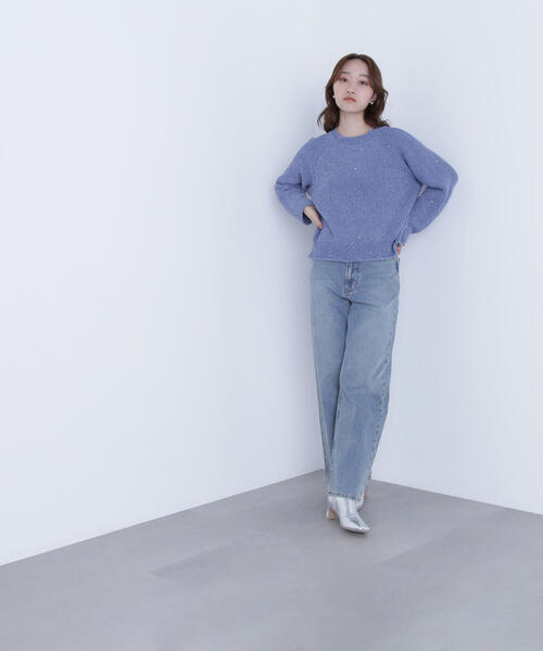 NATURAL BEAUTY BASIC（ナチュラルビューティーベーシック）の「◇スパンコールモールニット（ニット/セーター・レディース・ネイビー/オフホワイト/ブルー・FREE）」の15枚目の写真