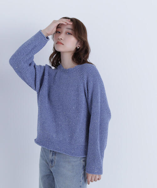 NATURAL BEAUTY BASIC（ナチュラルビューティーベーシック）の「◇スパンコールモールニット（ニット/セーター・レディース・ネイビー/オフホワイト/ブルー・FREE）」の18枚目の写真