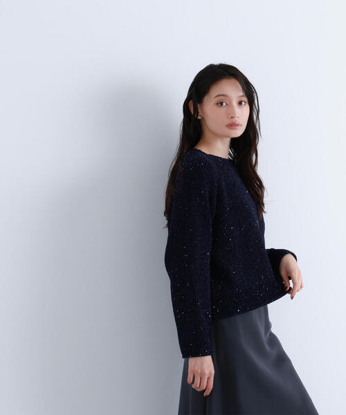 NATURAL BEAUTY BASIC（ナチュラルビューティーベーシック）の「◇スパンコールモールニット（ニット/セーター・レディース・ネイビー/オフホワイト/ブルー・FREE）」の22枚目の写真