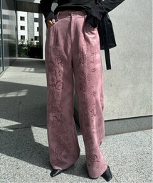 S AMERI アメリ IMANE PAINTER PANTS 花柄 刺繍 SYNTHETIC SUEDE EMBROIDERY PANTS