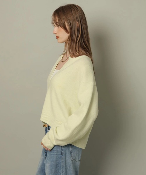 CADUNE カデュネ　アクア深Vニット　オフ白 アクア深Vニット（ニット/セーター）｜CADUNE（カデュネ）の