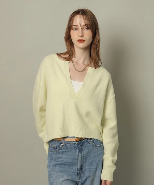 CADUNE カデュネ　アクア深Vニット　オフ白 アクア深Vニット（ニット/セーター）｜CADUNE（カデュネ）の