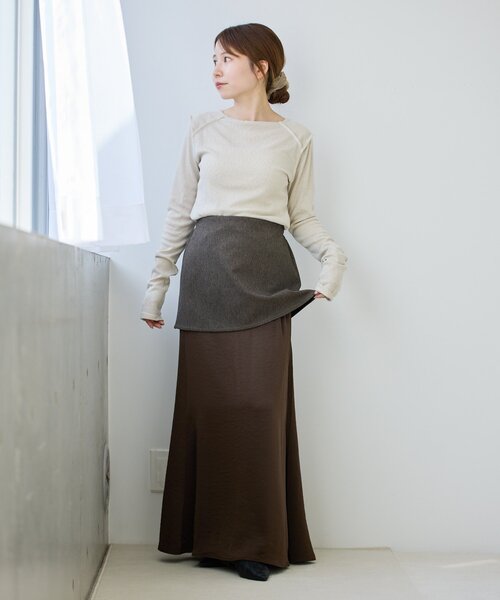 【COLLAGE×gemeil　コラボアイテム】レイヤードサテンスカート