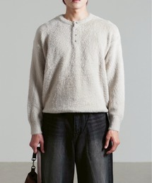 Chikashitsu +（チカシツプラス）の「【Chikashitsu +】henry neck hairy knit / 【チカシツプラス】ヘンリーネックヘアリー長袖ニット（ニット/セーター）」