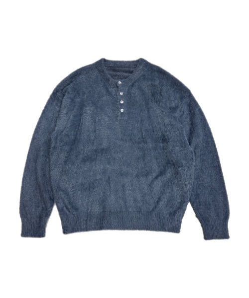 Chikashitsu +(チカシツプラス)の「【Chikashitsu +】henley neck hairy knit / 【チカシツプラス】ヘンリーネックヘアリー長袖ニット(ニット/セーター・メンズ・アイボリー/グレー/ベージュ/ブラック/ネイビー・ONE SIZE)」の13枚目の写真