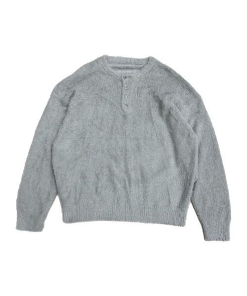Chikashitsu +(チカシツプラス)の「【Chikashitsu +】henley neck hairy knit / 【チカシツプラス】ヘンリーネックヘアリー長袖ニット(ニット/セーター・メンズ・アイボリー/グレー/ベージュ/ブラック/ネイビー・ONE SIZE)」の9枚目の写真