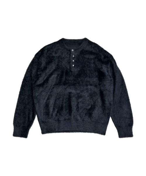 Chikashitsu +(チカシツプラス)の「【Chikashitsu +】henley neck hairy knit / 【チカシツプラス】ヘンリーネックヘアリー長袖ニット(ニット/セーター・メンズ・アイボリー/グレー/ベージュ/ブラック/ネイビー・ONE SIZE)」の7枚目の写真