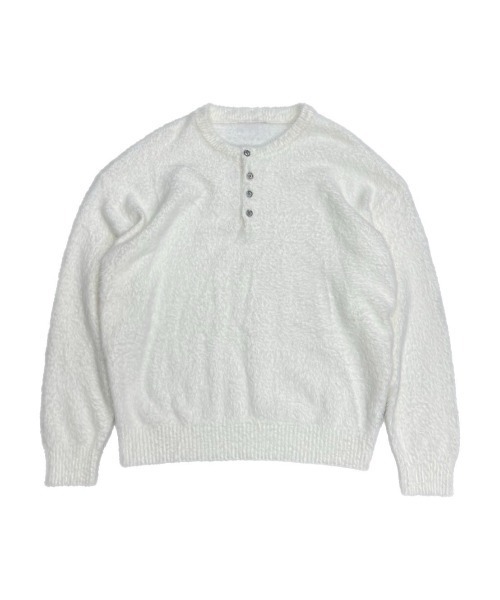 Chikashitsu +(チカシツプラス)の「【Chikashitsu +】henley neck hairy knit / 【チカシツプラス】ヘンリーネックヘアリー長袖ニット(ニット/セーター・メンズ・アイボリー/グレー/ベージュ/ブラック/ネイビー・ONE SIZE)」の15枚目の写真