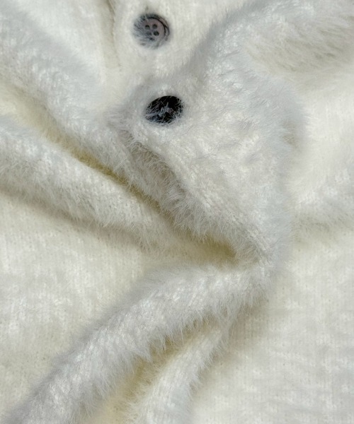 Chikashitsu +(チカシツプラス)の「【Chikashitsu +】henley neck hairy knit / 【チカシツプラス】ヘンリーネックヘアリー長袖ニット(ニット/セーター・メンズ・アイボリー/グレー/ベージュ/ブラック/ネイビー・ONE SIZE)」の12枚目の写真