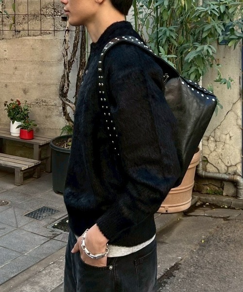 Chikashitsu +(チカシツプラス)の「【Chikashitsu +】henley neck hairy knit / 【チカシツプラス】ヘンリーネックヘアリー長袖ニット(ニット/セーター・メンズ・アイボリー/グレー/ベージュ/ブラック/ネイビー・ONE SIZE)」の18枚目の写真