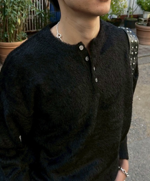 Chikashitsu +(チカシツプラス)の「【Chikashitsu +】henley neck hairy knit / 【チカシツプラス】ヘンリーネックヘアリー長袖ニット(ニット/セーター・メンズ・アイボリー/グレー/ベージュ/ブラック/ネイビー・ONE SIZE)」の20枚目の写真