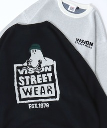 VISION STREET WEAR/ヴィジョンストリートウエア オーバーサイズ ゴースト ジャガード刺繍ニット レディース メンズ