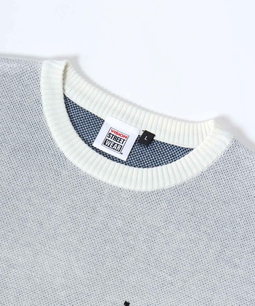 VISION STREET WEAR(ヴィジョンストリートウェア)の「2025AW VISION STREET WEAR/ヴィジョンストリートウエア オーバーサイズ ゴースト ジャガード刺繍ニット レディース メンズ(ニット/セーター・メンズ・オフホワイト/ブラック・M/L/LL)」の7枚目の写真