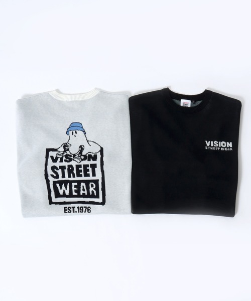 VISION STREET WEAR(ヴィジョンストリートウェア)の「2025AW VISION STREET WEAR/ヴィジョンストリートウエア オーバーサイズ ゴースト ジャガード刺繍ニット レディース メンズ(ニット/セーター・メンズ・オフホワイト/ブラック・M/L/LL)」の10枚目の写真