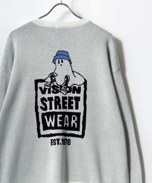 VISION STREET WEAR(ヴィジョンストリートウェア)の「2025AW VISION STREET WEAR/ヴィジョンストリートウエア オーバーサイズ ゴースト ジャガード刺繍ニット レディース メンズ(ニット/セーター・メンズ・オフホワイト/ブラック・M/L/LL)」の15枚目の写真