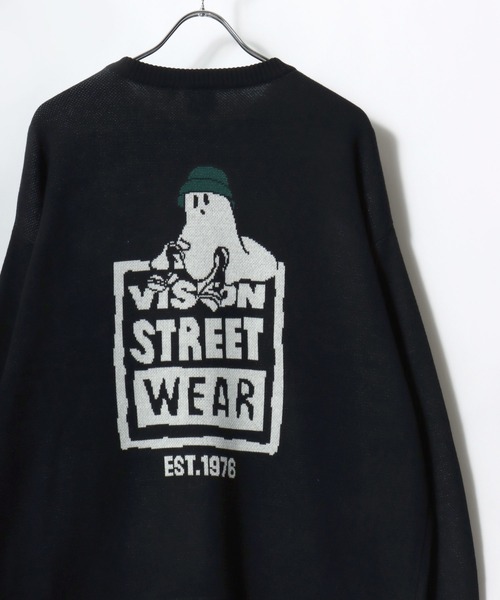 VISION STREET WEAR(ヴィジョンストリートウェア)の「2025AW VISION STREET WEAR/ヴィジョンストリートウエア オーバーサイズ ゴースト ジャガード刺繍ニット レディース メンズ(ニット/セーター・メンズ・オフホワイト/ブラック・M/L/LL)」の16枚目の写真
