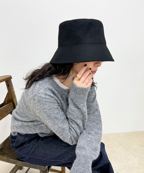 fredy emue(フレディエミュ)の「ステッチバスクハット(ハット・レディース・オフホワイト/ブラック・FREE)」の5枚目の写真