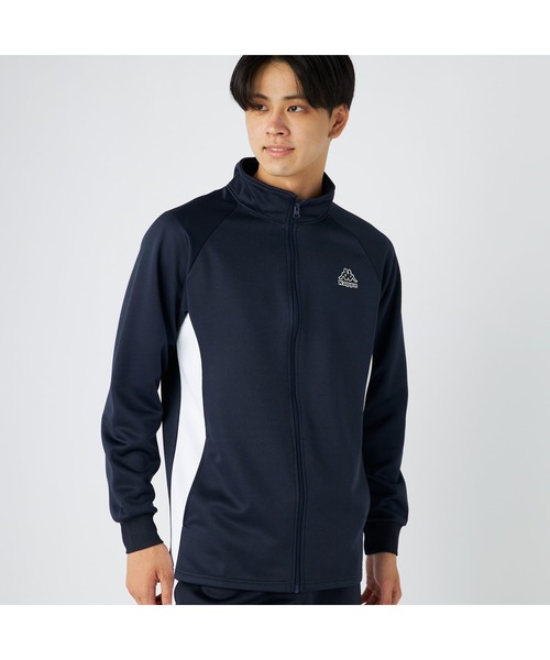 Kappa（カッパ）の「Kappa カッパ ブランド ワンポイント ロゴ 切替 裏起毛 ブリスタージャージ トラックジャケット（ジャージ・メンズ・ネイビー/ブラック・M/LL/L）」の2枚目の写真