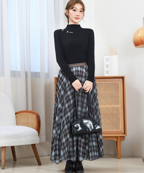 Anely(アネリー)の「プチハイネック カットアウト リブ ニット プルオーバー(ニット/セーター・レディース・チャコールグレー/ブラック/グレイッシュベージュ/ベージュ/ホワイト・FREE)」の9枚目の写真