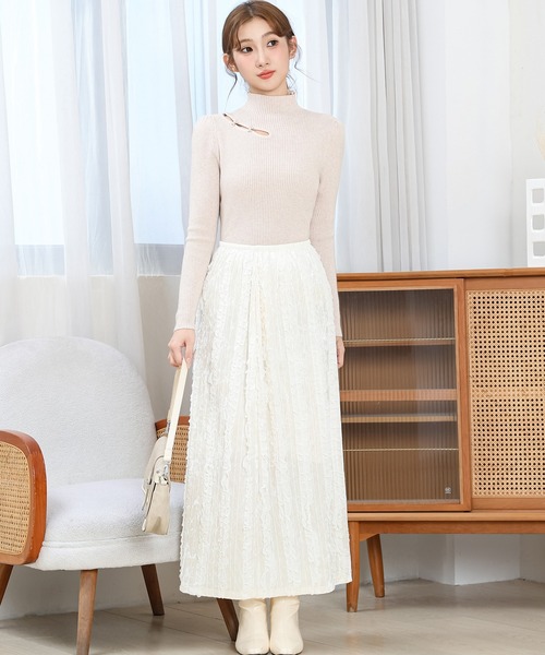 Anely(アネリー)の「プチハイネック カットアウト リブ ニット プルオーバー(ニット/セーター・レディース・チャコールグレー/ブラック/グレイッシュベージュ/ベージュ/ホワイト・FREE)」の16枚目の写真