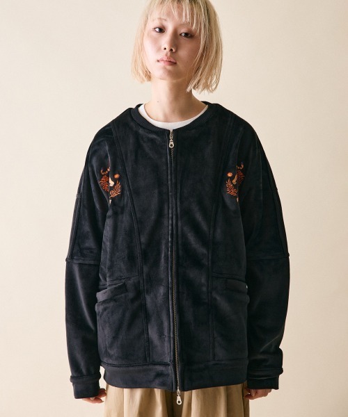 rehacer（レアセル）の「rehacer :  Dolman Wide Souvenir Jacket / ドルマンスリーブワイド スーベニア ジャケット（スカジャン・レディース・ブルー/ブラック・SMALL/X-LARGE/LARGE）」の6枚目の写真