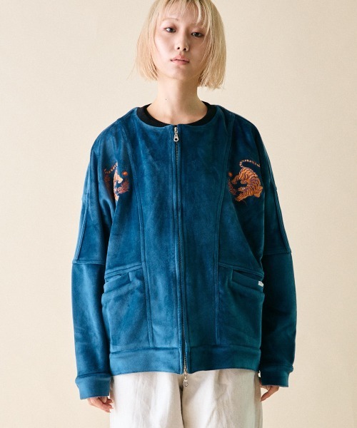 rehacer（レアセル）の「rehacer :  Dolman Wide Souvenir Jacket / ドルマンスリーブワイド スーベニア ジャケット（スカジャン・レディース・ブルー/ブラック・SMALL/X-LARGE/LARGE）」の8枚目の写真