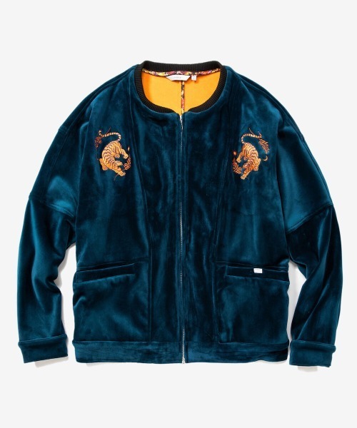 rehacer（レアセル）の「rehacer :  Dolman Wide Souvenir Jacket / ドルマンスリーブワイド スーベニア ジャケット（スカジャン・レディース・ブルー/ブラック・SMALL/X-LARGE/LARGE）」の14枚目の写真